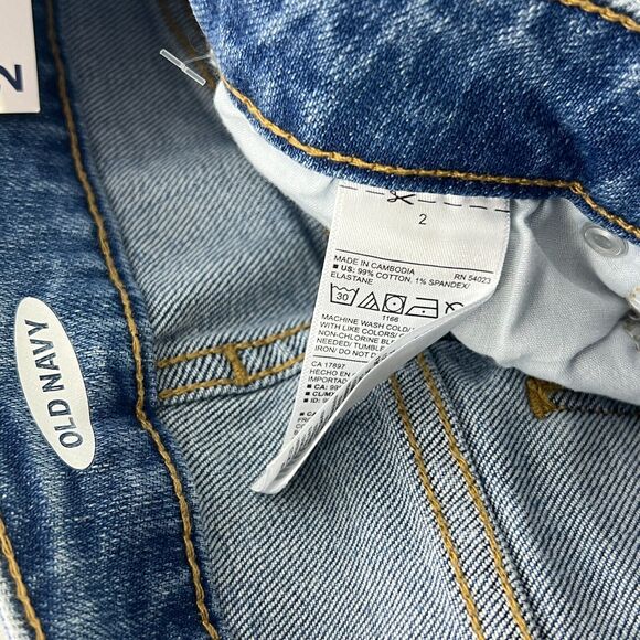 Old Navy Denim Jean Skirt Women's Size 2 High Waist Button Front Frayed Hem NEW - Picture 9 of 11